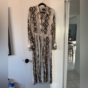 Topshop Snake Print Maxi Dress - Black and Cream